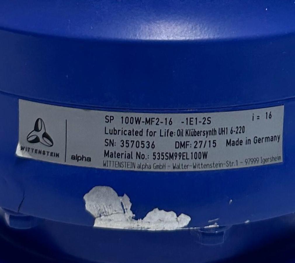 Used WITTENSTEIN SP 100W-MF2-16-1E1-2S / SP100WMF2161E12S PLANETARY GEARBOX 16R USNP