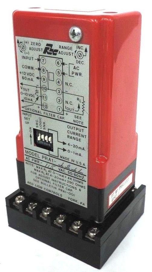 Used RED LION CONTROLS PRA1-1011 CONVERTER FREQUENCY TO ANALOG W/ CONN. BASE PRA11011