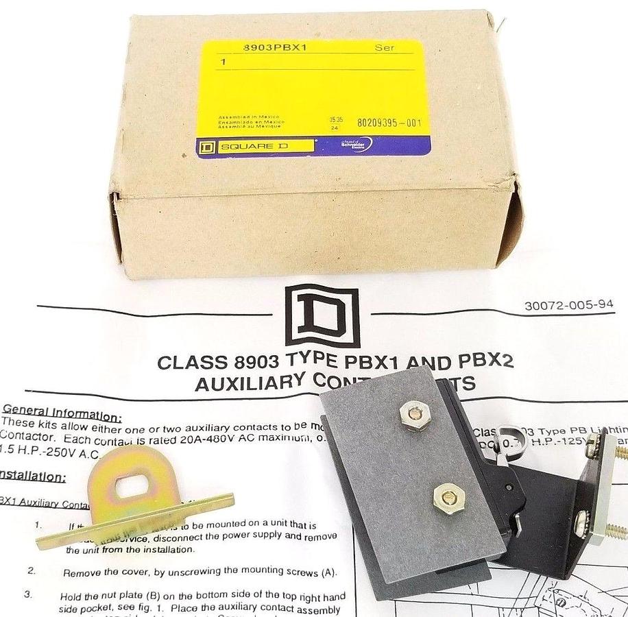 Used NIB SQUARE D 8903PBX1 LIGHTING CONTACTOR AUXILIARY SWITCH 0209395-001