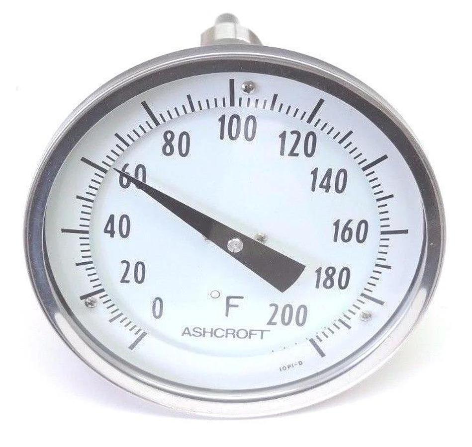 NEW ASHCROFT 559-TI-0370-B 5" BIMETAL THERMOMETER, 0-200 DEG F, 559TI0370B
