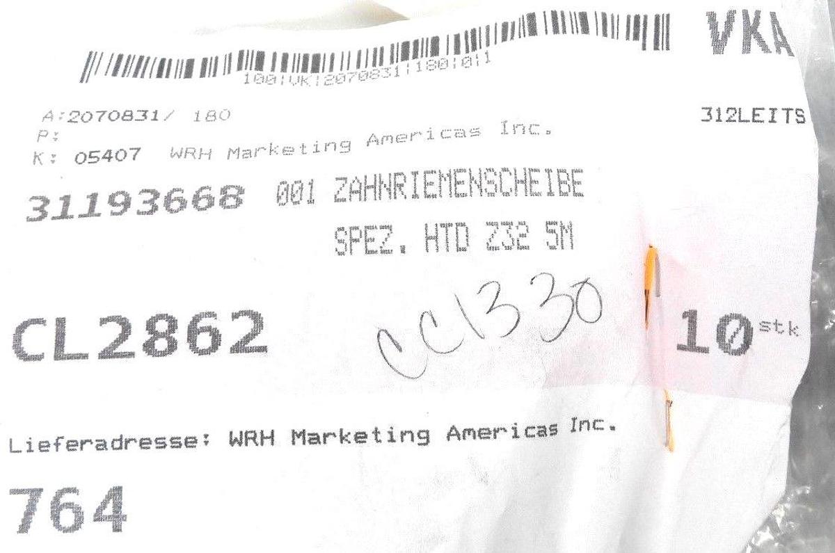 Used LOT OF 10 NEW EMPF: 03300 FERAG AG VK-A: 719460, 31193668 SPEZ. HTD Z32 5M