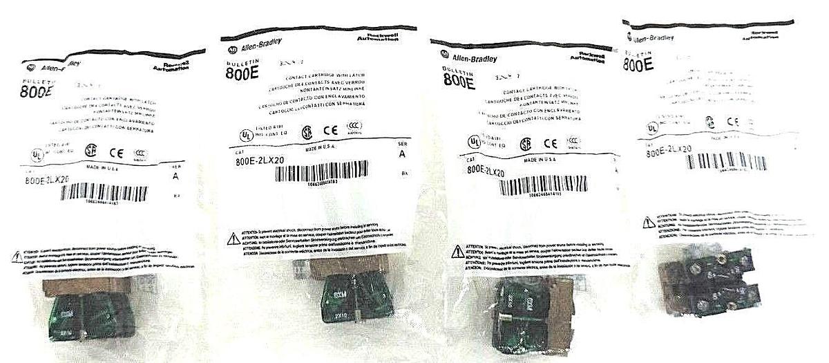Used LOT OF 4 NEW ALLEN BRADLEY 800E-2LX20 CONTACT CARTRIDGES W/ LATCH SER. A
