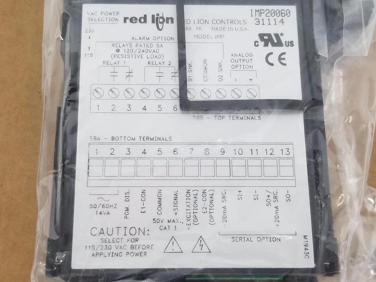 Used NIB RED LION CONTROLS IMP20060 INTELLIGENT PROCESS METER