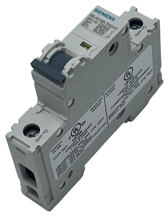 Used Siemens 5SJ4140-7HG40 Miniature Circuit Breaker 40A 1P C-Curve 240VDC/AC UL 489