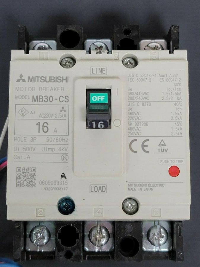 Used MITSUBISHI MB30-CS CIRCUIT BREAKER 16A, 3POLE 50/60HZ MB30CS
