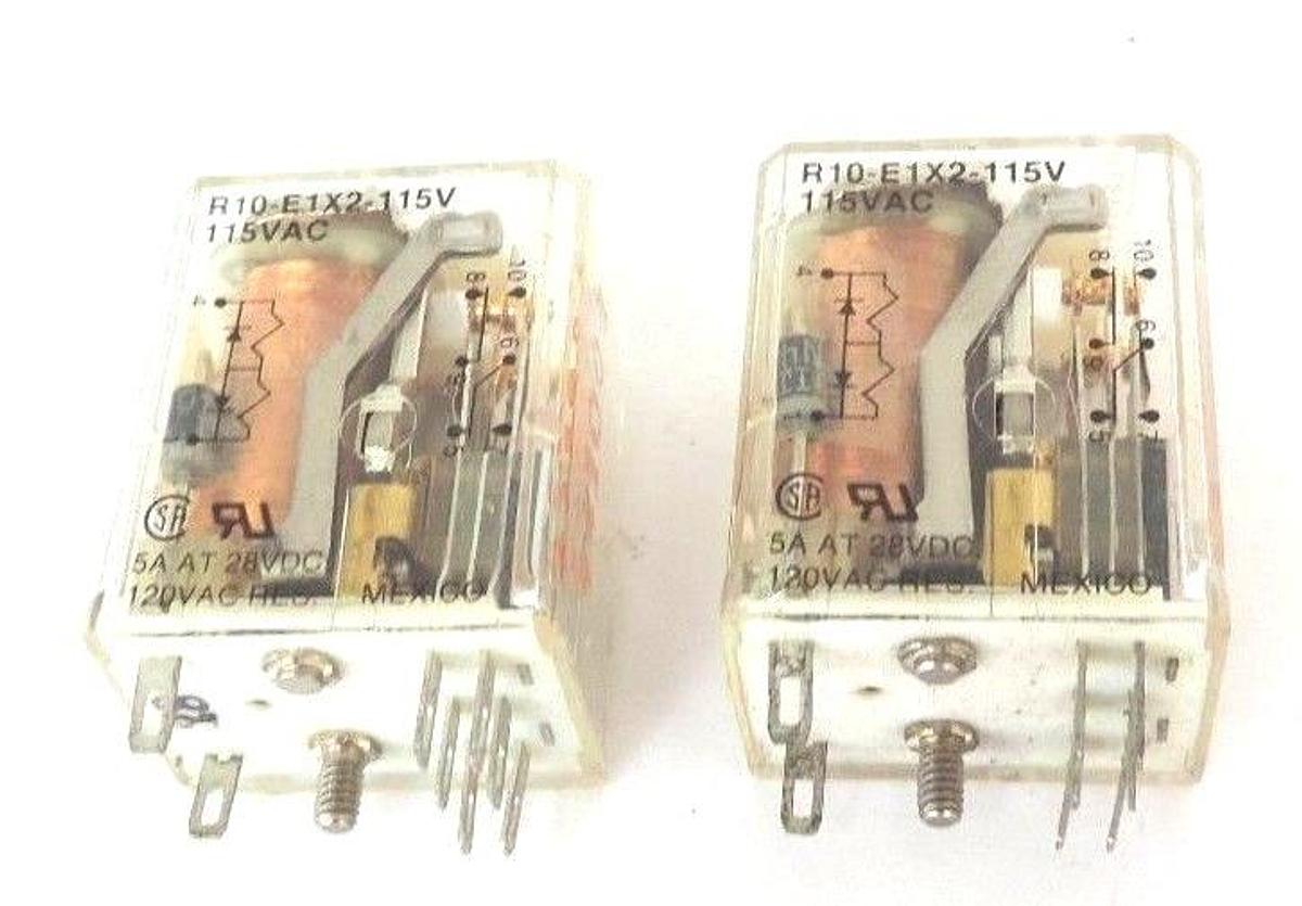 Used LOT OF 2 POTTER & BRUMFIELD R10-E1X2-115V RELAYS R10E1X2115V, 115VAC