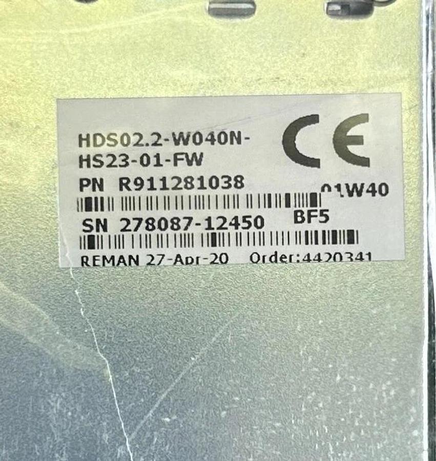 Refurbished REPAIRED REXROTH HDS02.2-W040N-HS23-01-FW / R911281038 Diax SERVO DRIVE SERCOS