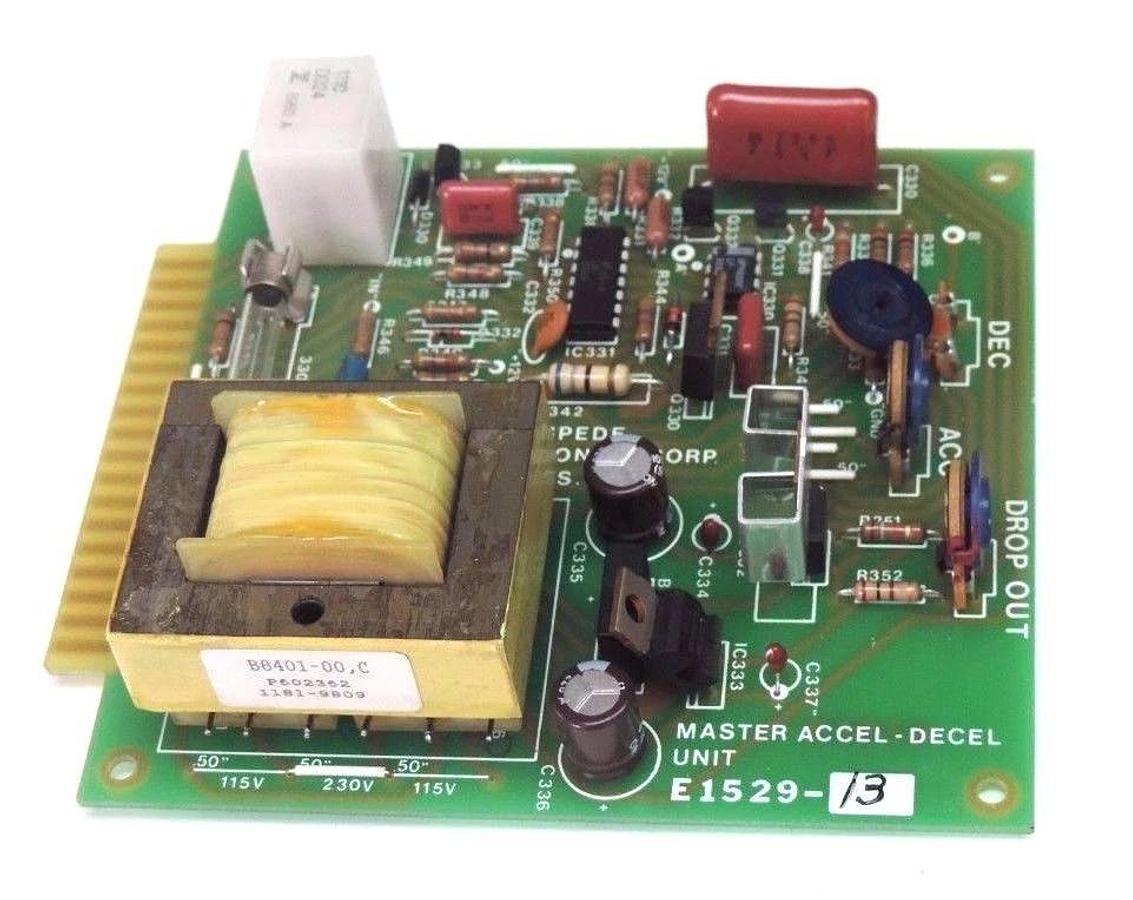 Used POLYSPEDE ELECTRONICS CORP. E1529-13 PC BOARD MASTER ACCEL-DECEL UNIT E1529