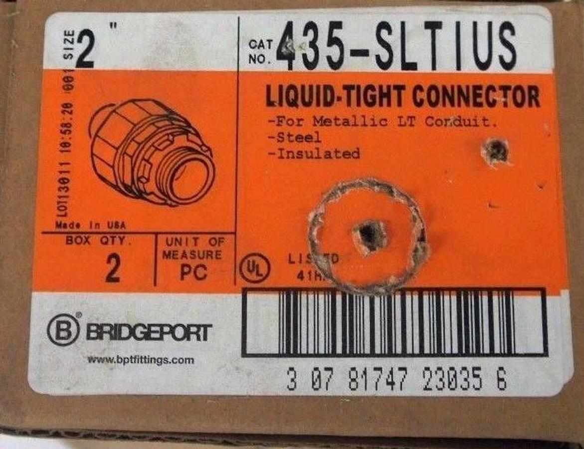 NIB BRIDGEPORT 435-SLTIUS LIQUID TIGHT CONNECTOR 2" 435SLTIUS