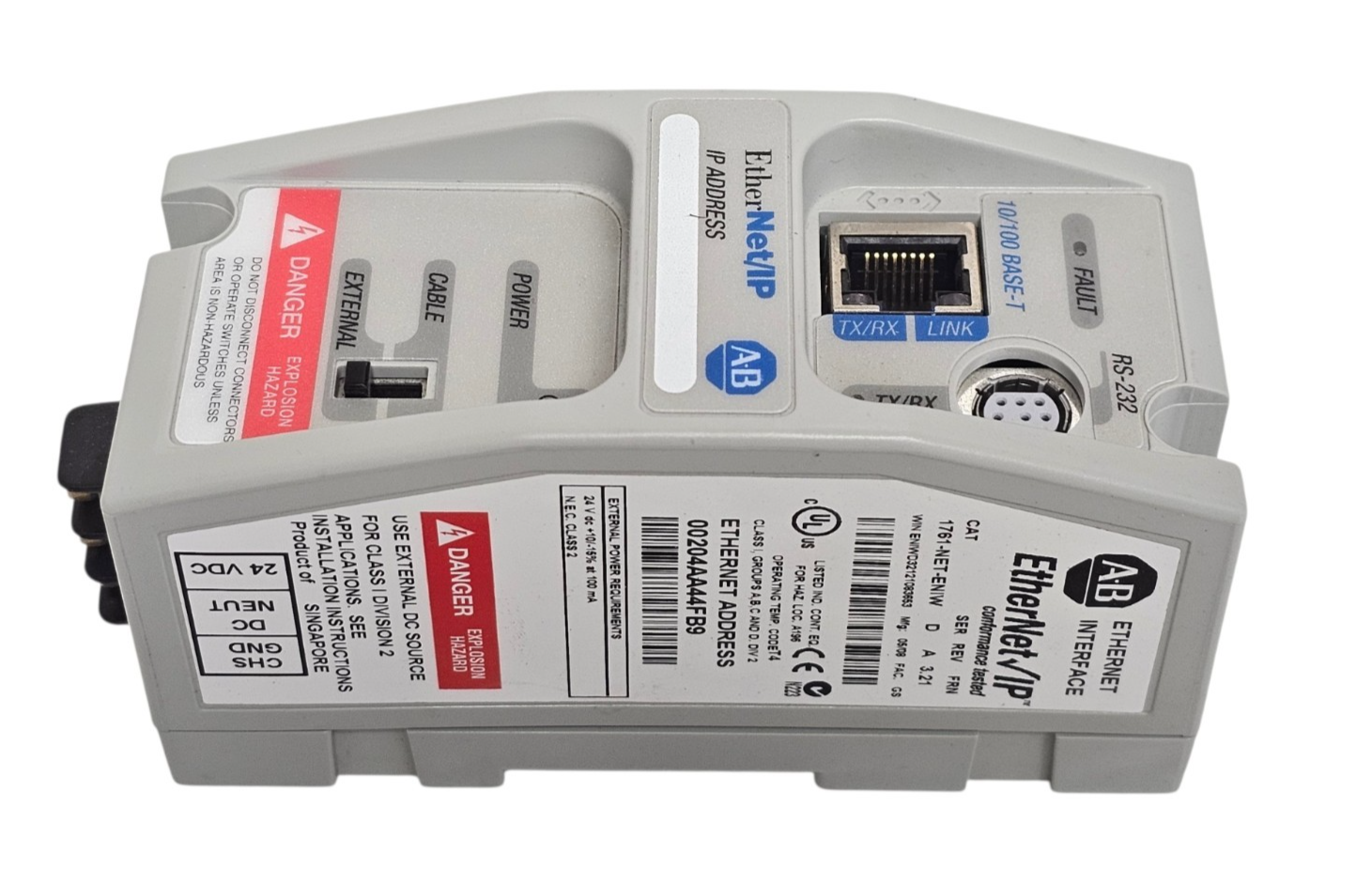Used Allen Bradley 1761-NET-ENIW /D MicroLogix Series EtherNet/IP Interface Module