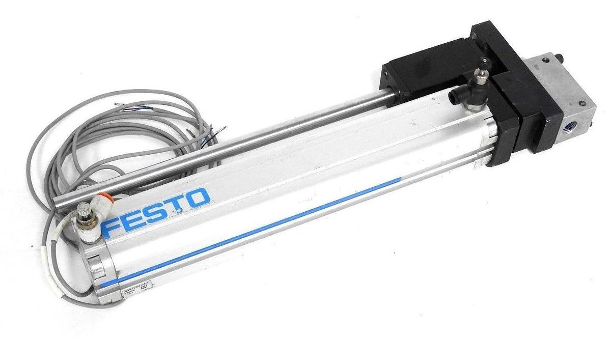 Used FESTO ADVU-32-250-A-P-A PNEUMATIC CYLINDER W/ VAD-1/4 & (2) 150855