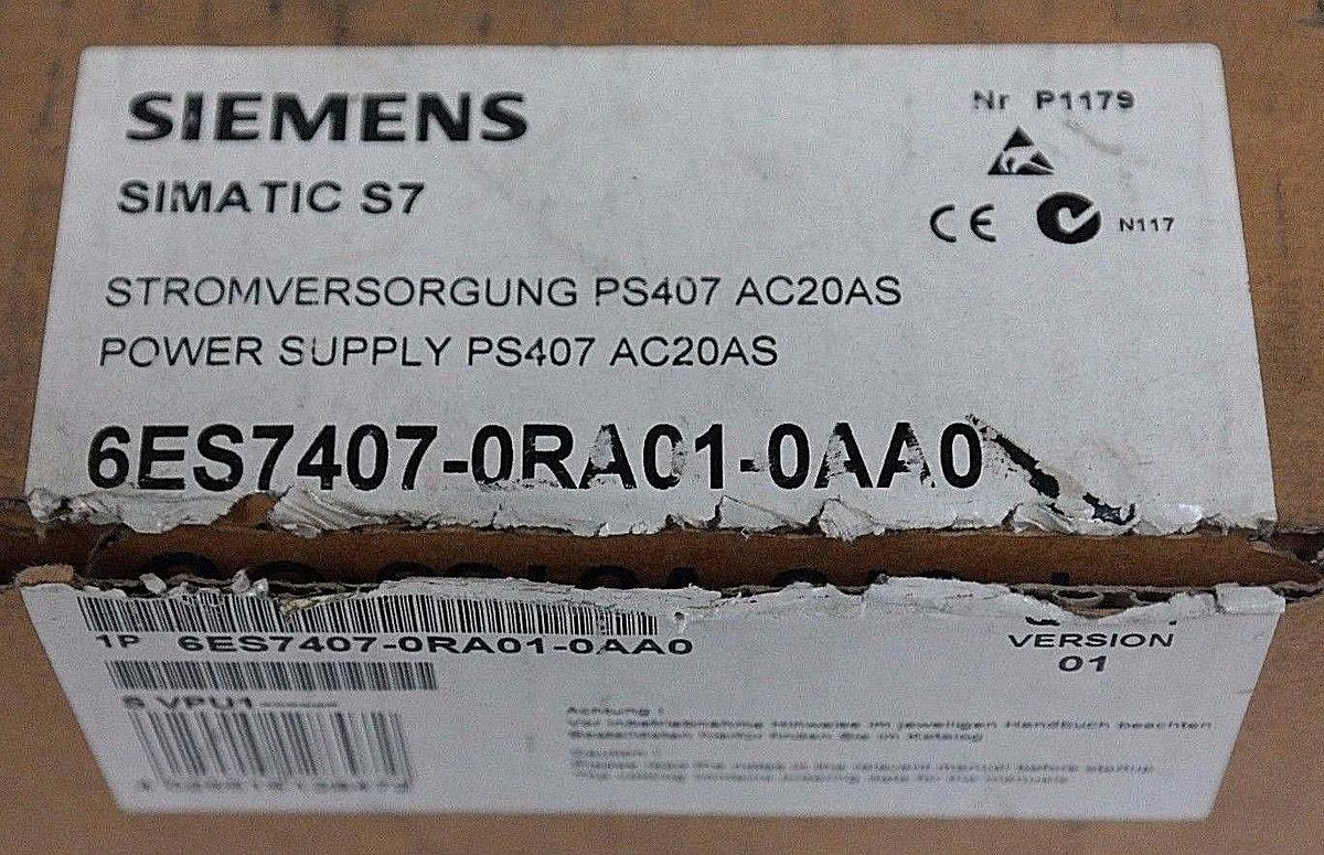 Used NEW SIEMENS SIMATIC S7 6ES7407-0RA01-0AA0 POWER SUPPLY PS407 AC20AS VERSION 1