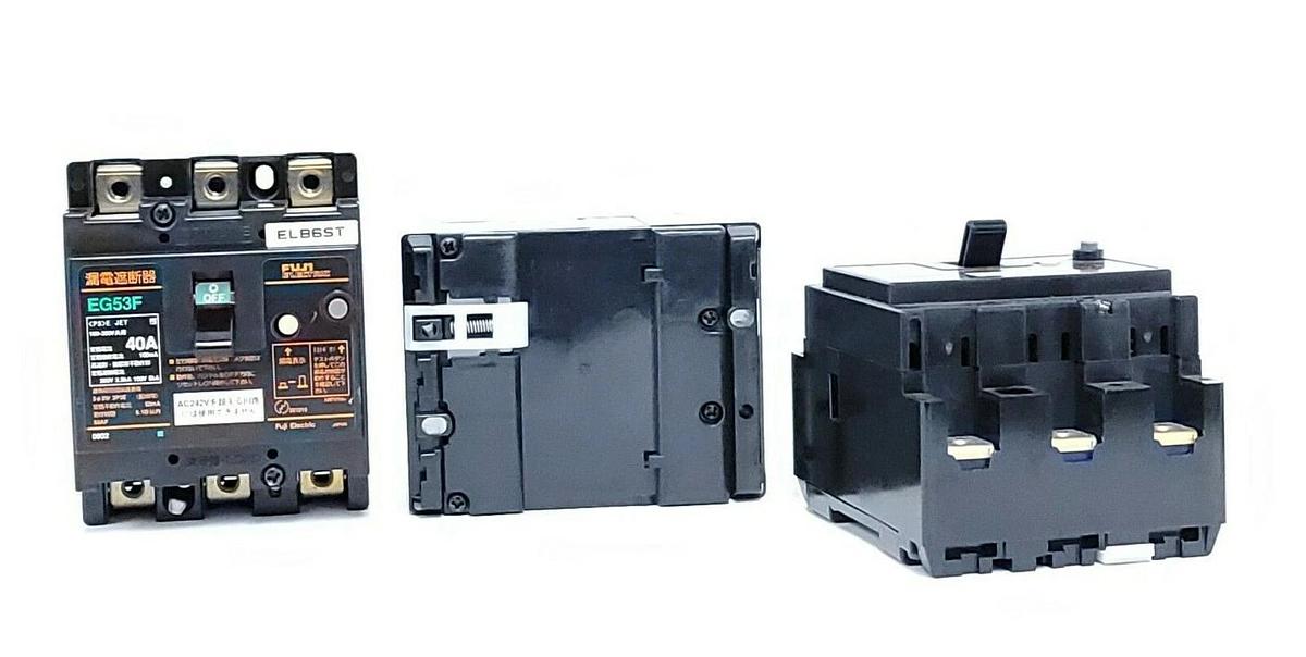 Used LOT OF 3 FUJI ELECTRIC EG53F CIRCUIT BREAKERS 40AMP, 100-200V, 100mA