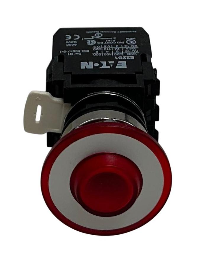 Used EATON E22GD2X4WB / E22B1 / E22B11 ILLUMINATED PUSH-PULL SWITCH / BUTTON RED NSNP