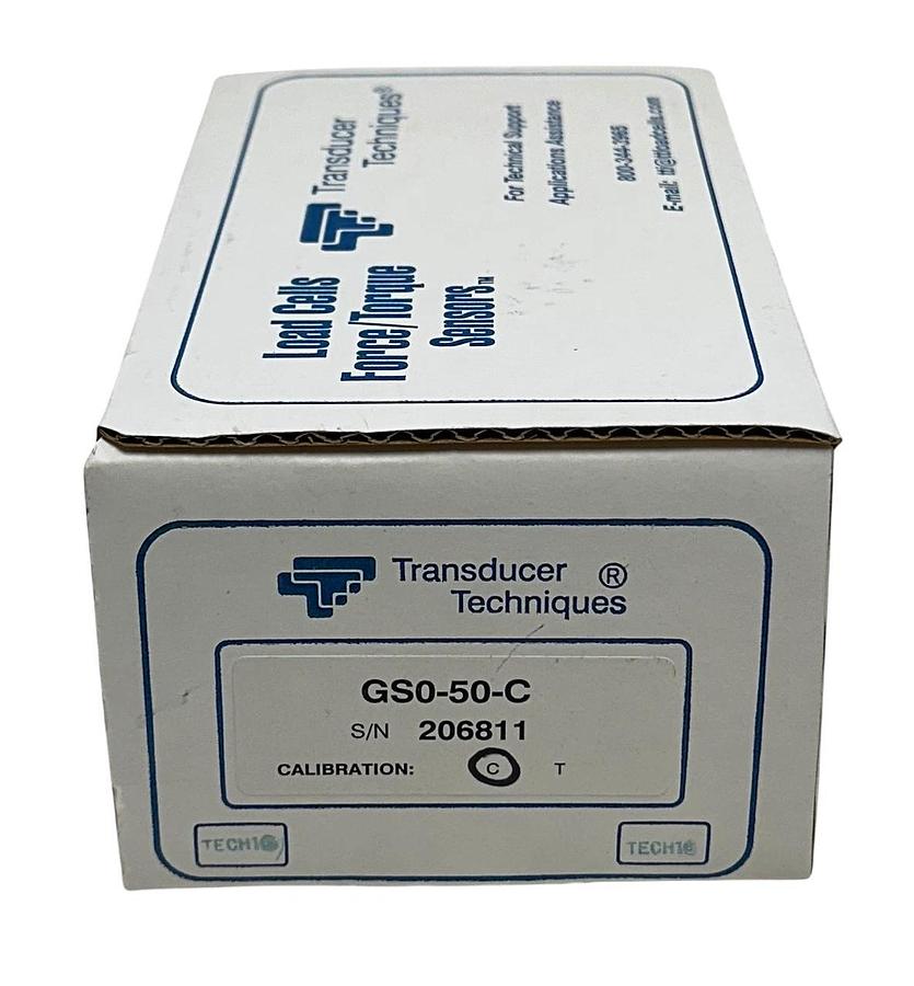 Used TRANSDUCER TECHNIQUES GSO-50-C / GSO50C STRAIN GAUGE COMPRESSION LOAD CELL NSFS