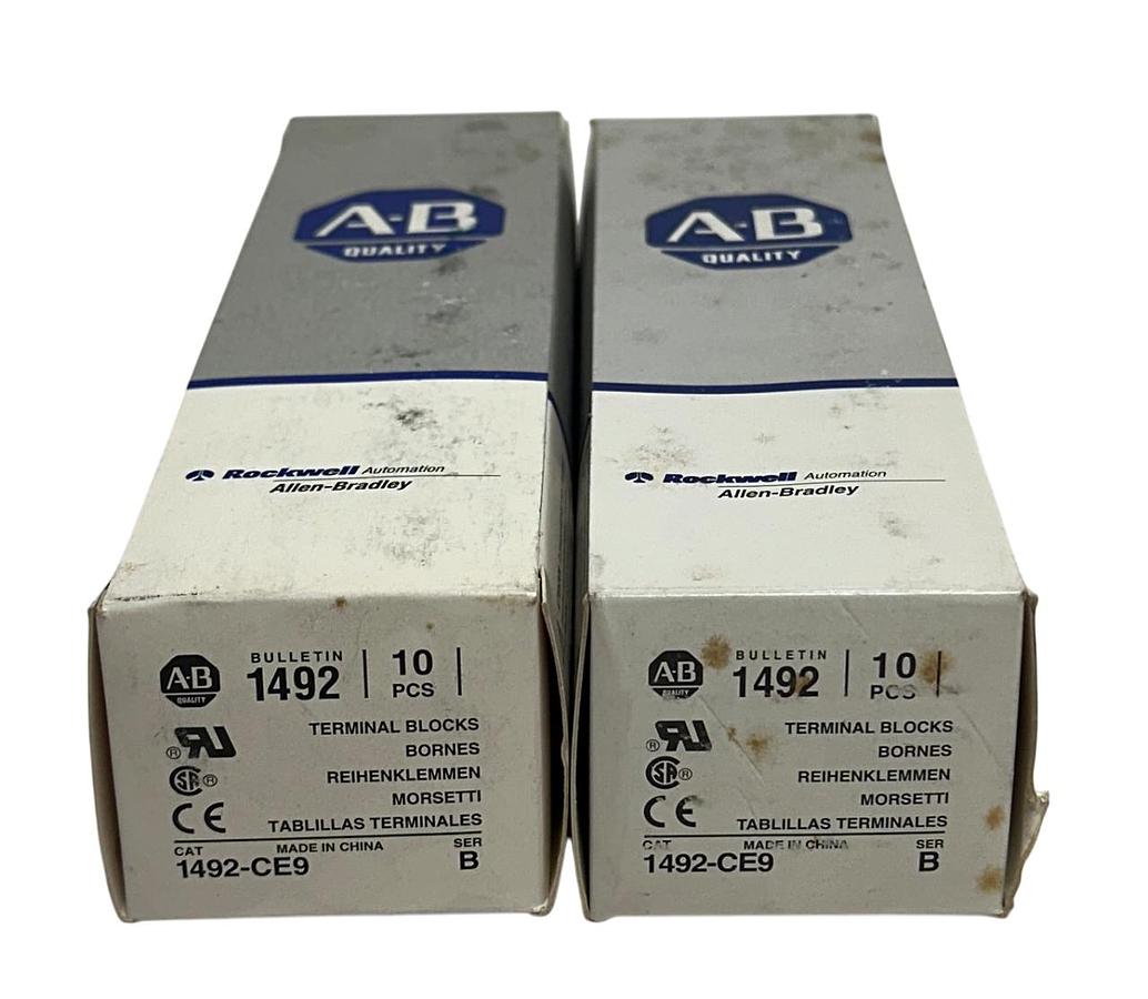 Used 20 ALLEN BRADLEY 1492-CE9 /B BULLETIN 1492 TERMINAL BLOCKS 10A 600V WHITE NSMP