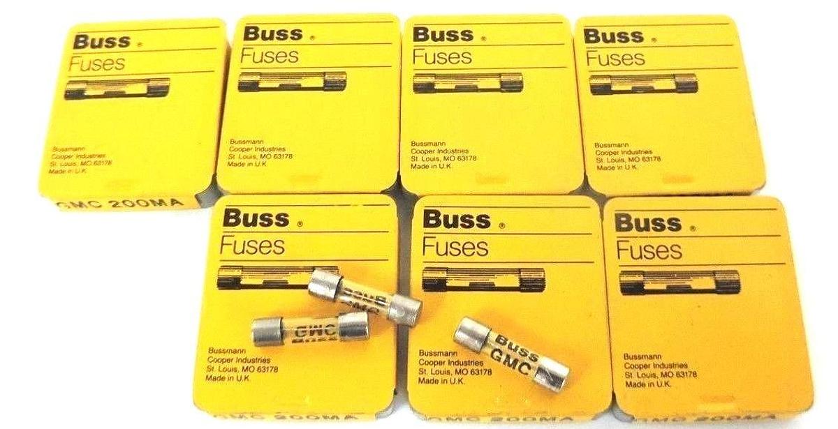 Used BOX OF 38 NEW COOPER BUSSMANN GMC-200MA BUSS FUSES GMC200MA