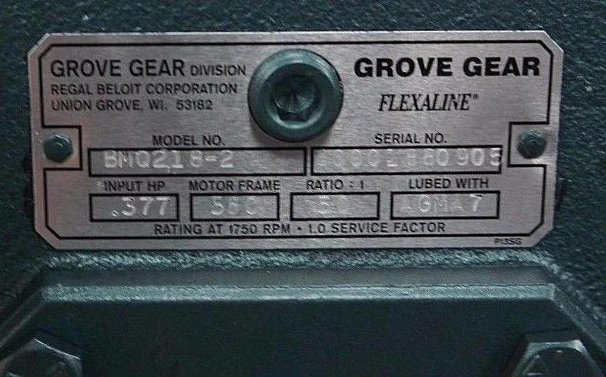 Used NIB GROVE GEAR BMQ218 FLEXALINE WORM SPEED REDUCER BMQ218-50-2-56C BMQ218-2