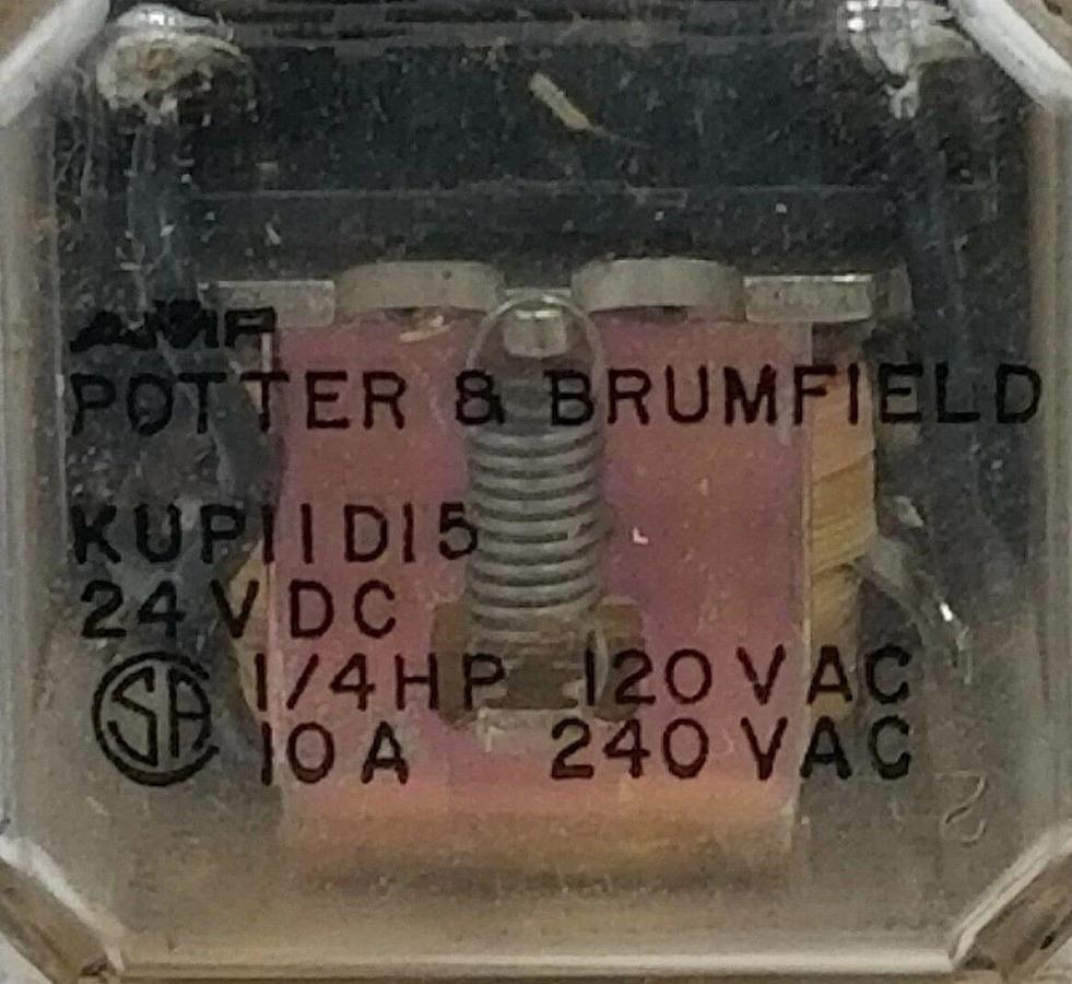 Used LOT OF 2 POTTER & BRUMFIELD KUP-11D15-24 RELAYS 24VDC, KUP11D1524 (IN BOX)