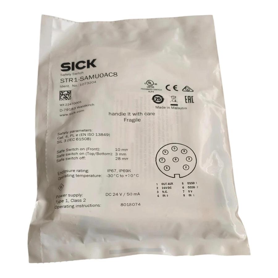 Used SICK STR1-SAMU0AC8 | 1073204 Non-Contact Safety Switch RFID Proximity Switch F/S