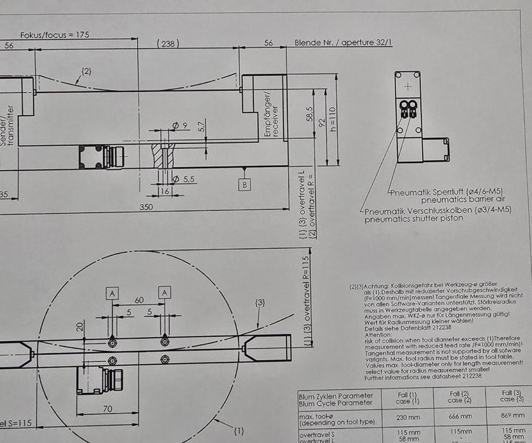 Used BLUM 147416 LaserControl Micro Compact NT L350 CNC LASER TOOL SETTER 330014477NT