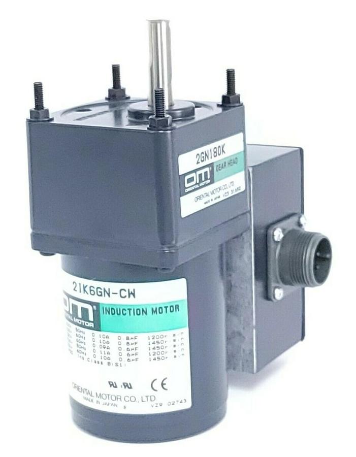 Used NEW ORIENTAL MOTOR 21K6GN-CW INDUCTION MOTOR W/ 2GN180K GEAR HEAD