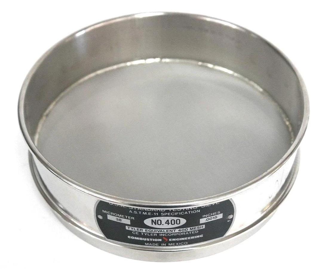 Used NEW COMBUSTION ENGINEERING NO. 400 U.S.A. STANDARD TESTING SIEVE 38uM, 0.0015"