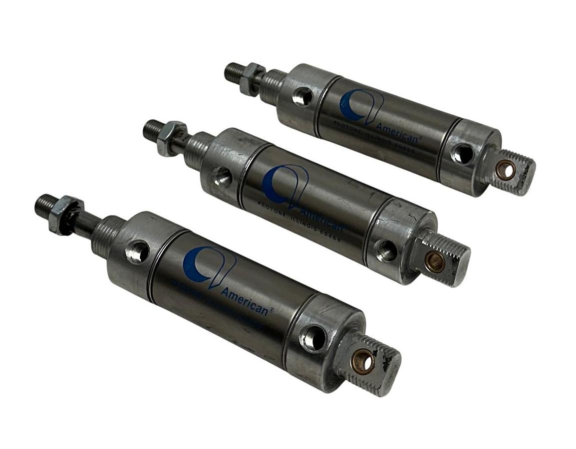 Used 3 AMERICAN 1250DVS-0.87-2-32 / 1250DVS087232 PNEUMATIC CYLINDERS SINGLE-ROD USNP
