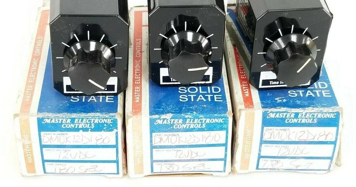 Used LOT OF 3 MEC MASTER ELECTRONIC CONTROLS DMOK12D180B TIME DELAY RELAYS 12VDC