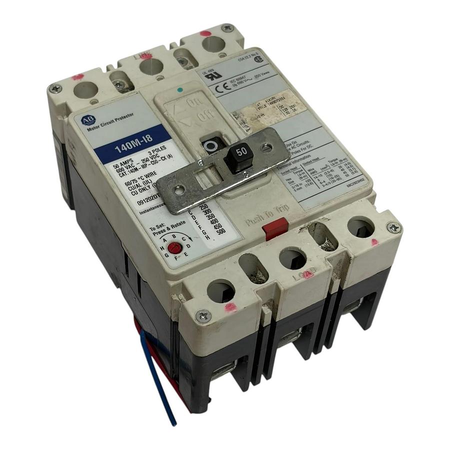 Used Allen-Bradley 140M-I8 Motor Circuit Protector 50A 3 Pole Breaker 140M-I8P-C50-CX