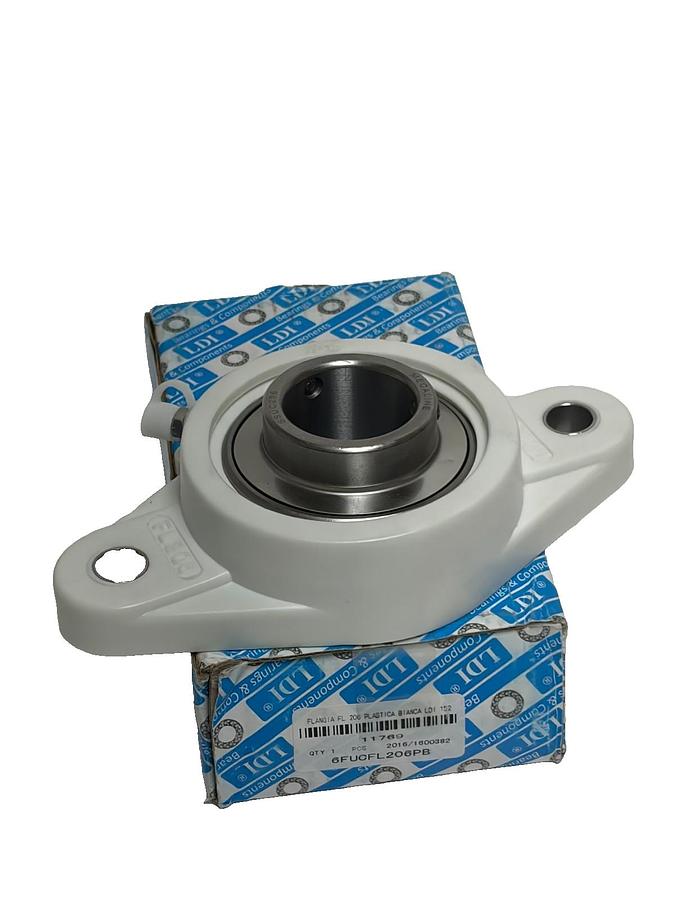 Used LDI Bearings 6FUCFL206PB Plastic Flange Bearing Unit 30mm SUC206 Stainless NIB