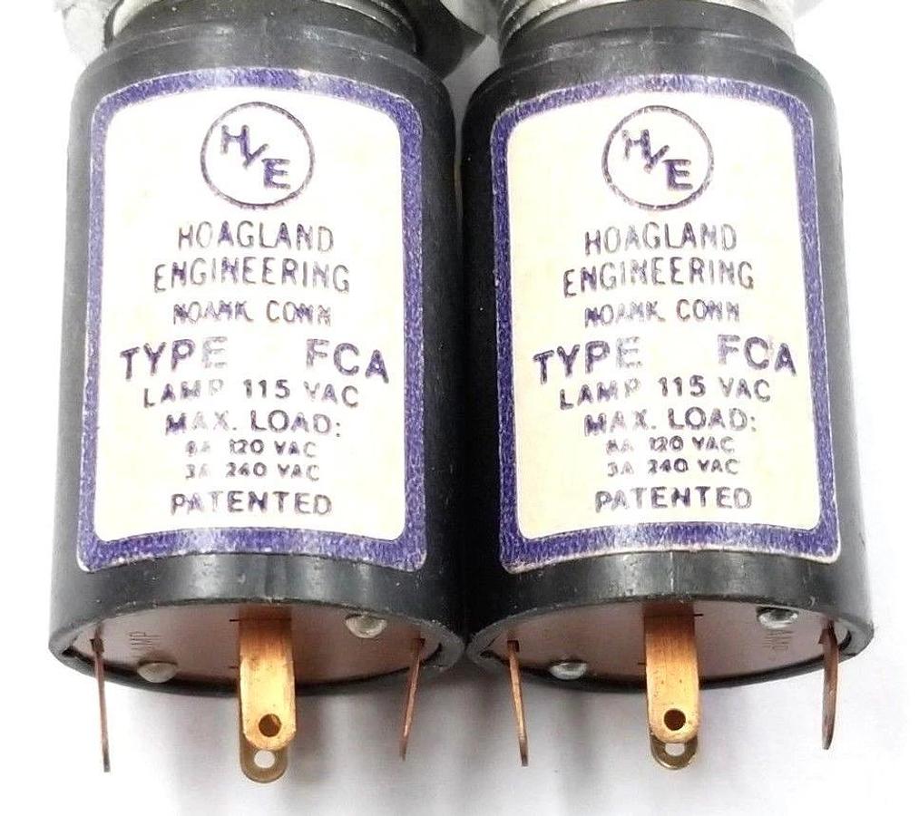 Used LOT OF 2 HOAGLAND ENGINEERING TYPE FCA LAMPS, 115VAC