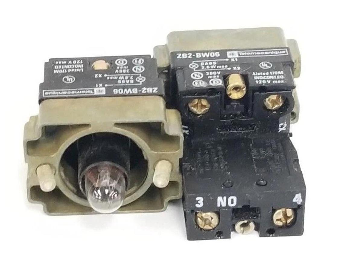 Used LOT OF 2 NEW TELEMECANIQUE ZB2-BW061 LIGHT MODULE ASSEMBLIES, ZB2BW061, ZB2-BE10