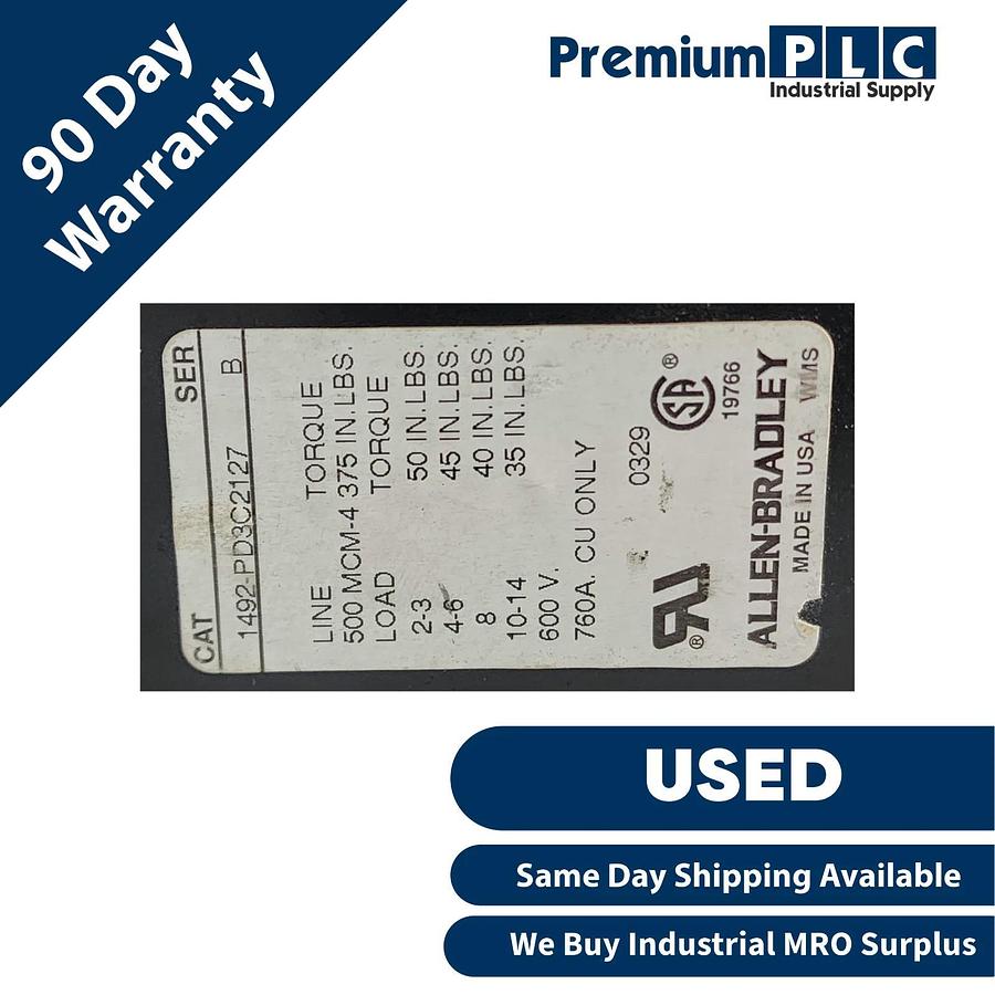 Used CUTLER-HAMMER LD3500 (6613C98G02) 3P 500A LD35k CIRCUIT BREAKER W/LT3500T TRIP