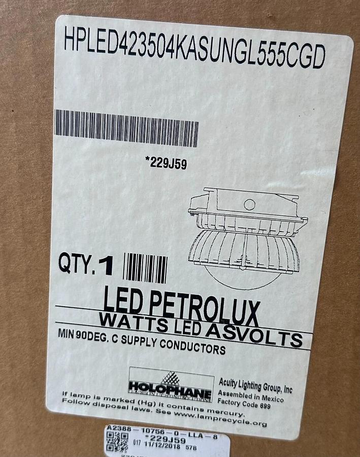 NEW ACUITY HOLOPHANE HPLED423504KASUNGL555CGD LED PETROLUX HIGH-BAY LIGHT