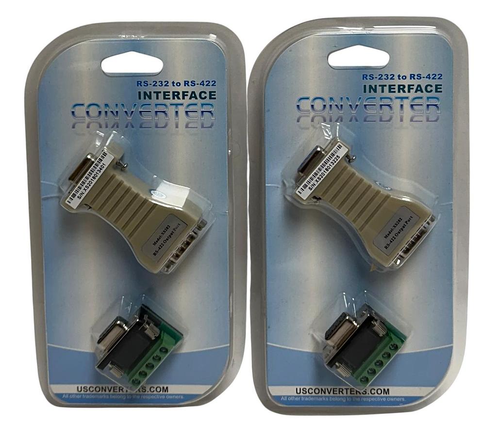 Used 2 USCONVERTERS XS202 RS-232 to RS-422 BI-DIRECTIONAL INTERFACE CONVERTERS NSMP