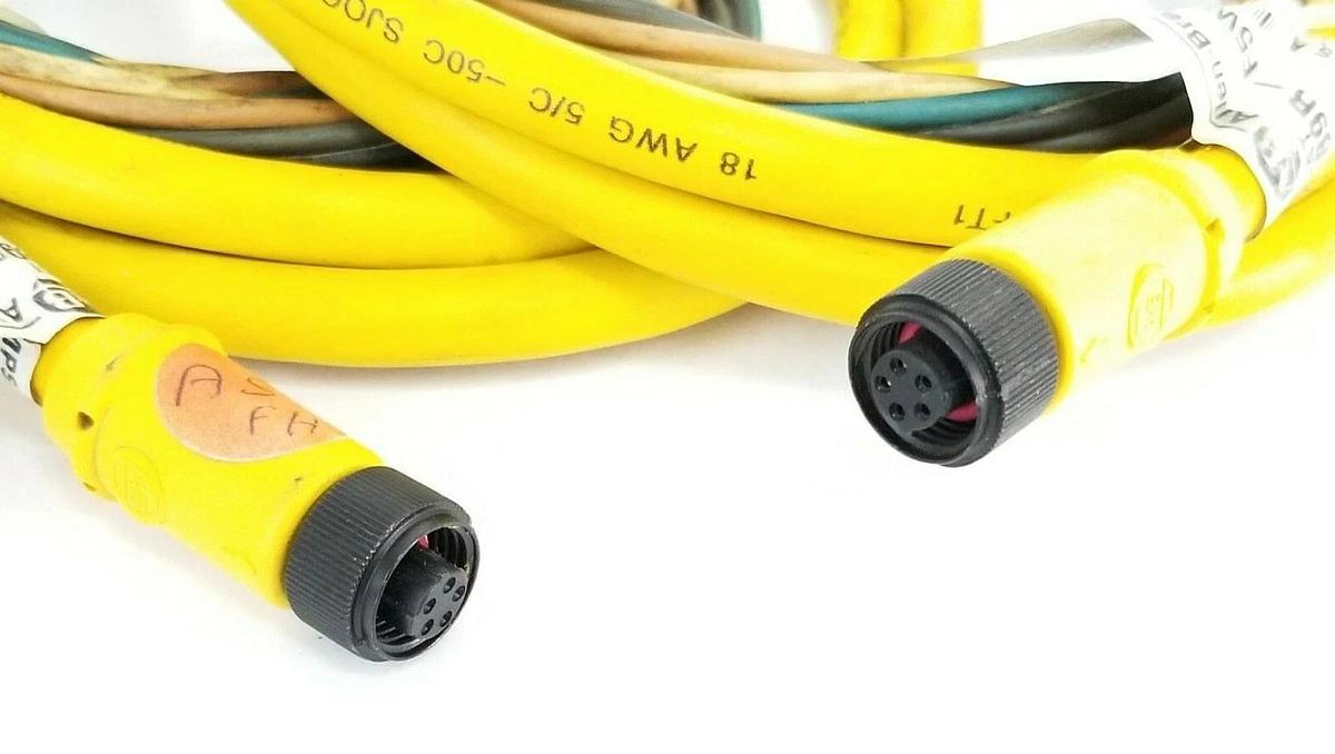 Used LOT OF 2 ALLEN BRADLEY 889R-F5WERM-20F PATCHCORDS SER. A 4A 250V 889RF5WERM20F