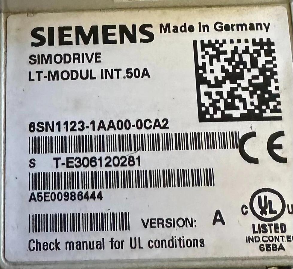 Used SIEMENS 6SN1123-1AA00-0CA2 / 6SN11231AA000CA2 SIMODRIVE POWER LT-MODULE Ver. A
