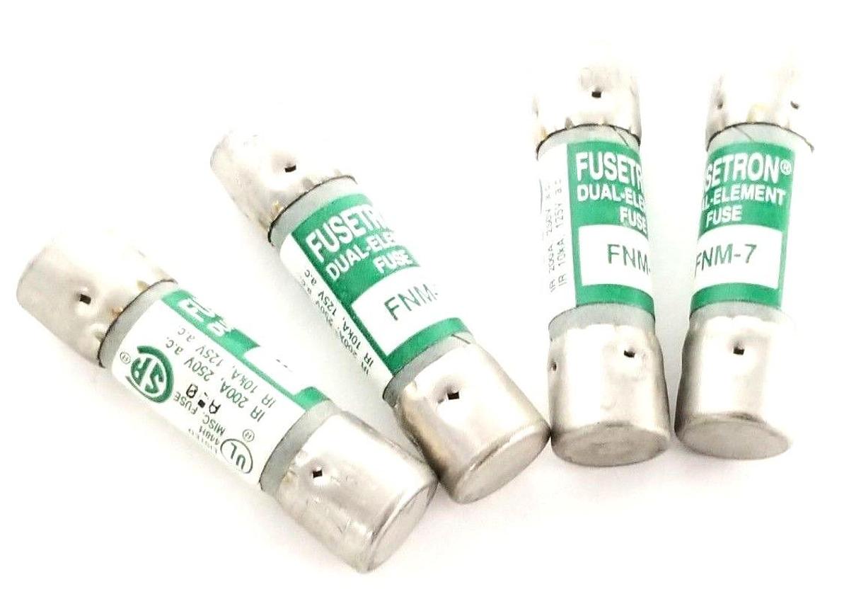 Used LOT OF 4 NEW BUSSMANN FNM-7 FUSETRON DUAL-ELEMENT FUSES FNM7