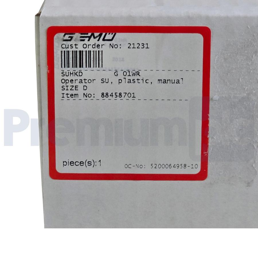 Used GEMU SUMONDO 88458701 SUHKD G 01WR Manual Plastic Single-Use Valve Size D NEW