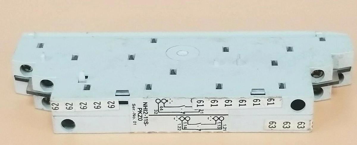 Used MOELLER NHI2-11S-PKZ0 AUXILIARY CONTACT 6AMP 600VAC 250VDC