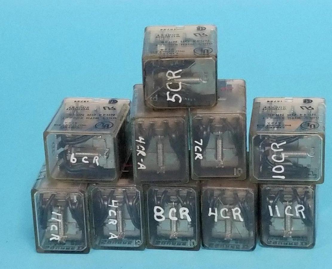 Used LOT OF 10 SQUARE D 8501-RS14 RELAYS SER. B, 120V, 50/60HZ