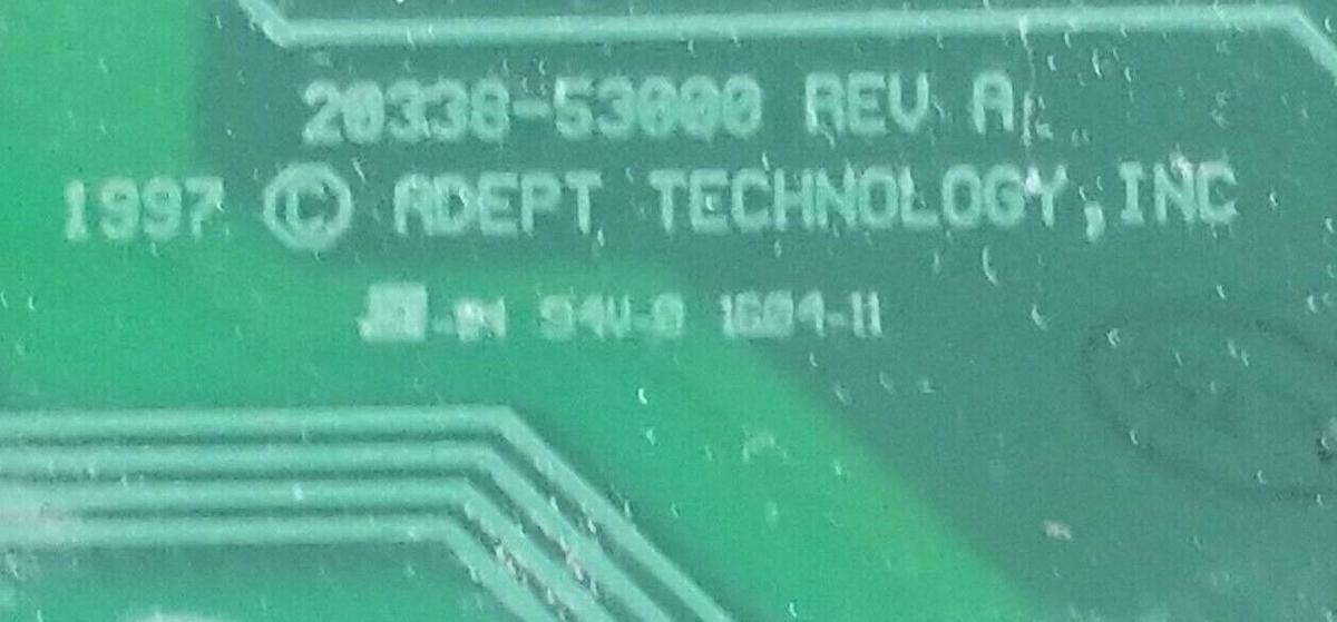Used ADEPT TECH 20338-53000 REV. A DUAL C AMP BOARD 2033853000, 10338-53100 REV. H