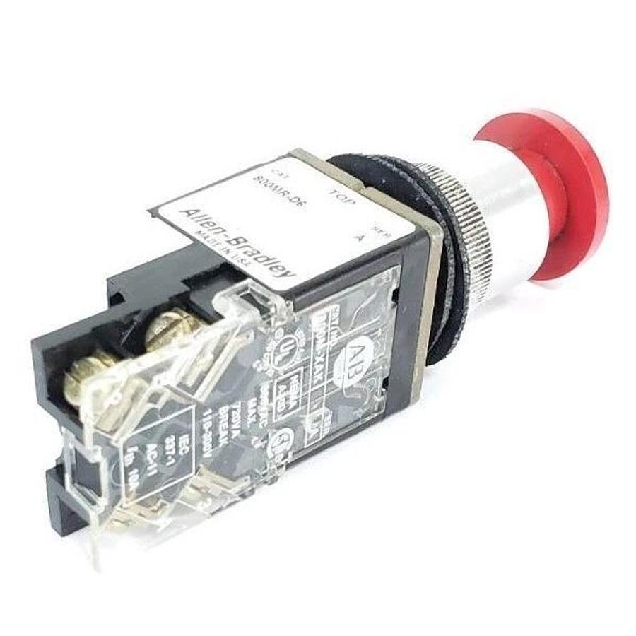 Used ALLEN-BRADLEY 800MR-D6 SER. A PUSHBUTTON 800MRD6 W/ 800M-XAK CONTACT BLOCK