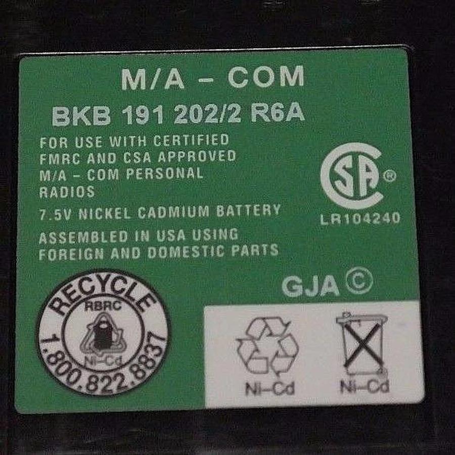 LOT OF 2 GE ERICSSON BKB 191 202/2 R6A 2500mAh M/A-COM 2-WAY RADIO BATTERIES