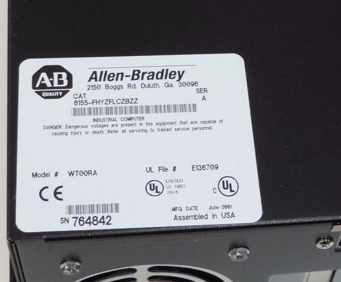 F/S ALLEN BRADLEY 6155-FHYZFLCZBZZ INDUSTRIAL COMPUTER SER. A 6155FHYZFLCZBZZ