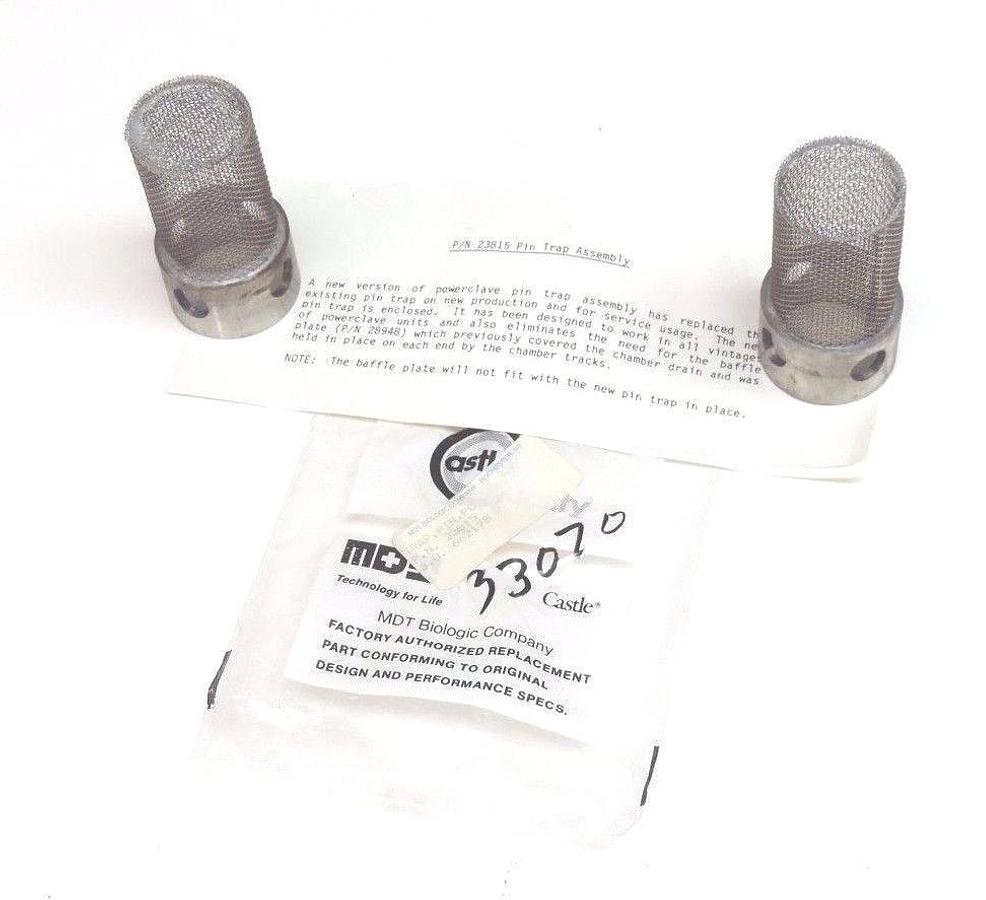 Used LOT OF 2 NEW MDT BIOLOGIC COMPANY 23815 POWERCLAVE PIN TRAP ASSEMBLIES