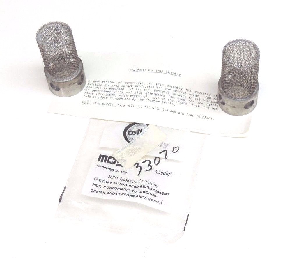 Used LOT OF 2 NEW MDT BIOLOGIC COMPANY 23815 POWERCLAVE PIN TRAP ASSEMBLIES