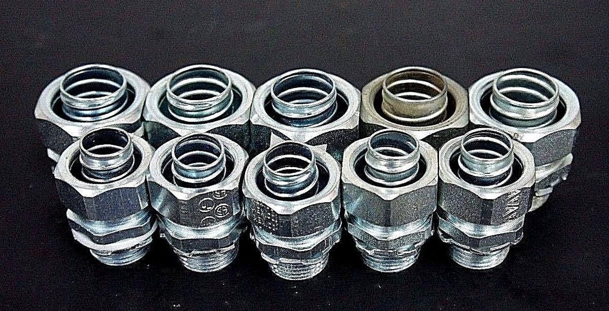 LOT OF 10 CONDUIT COUPLING FITTINGS (5) 1/2" & (5) 1"