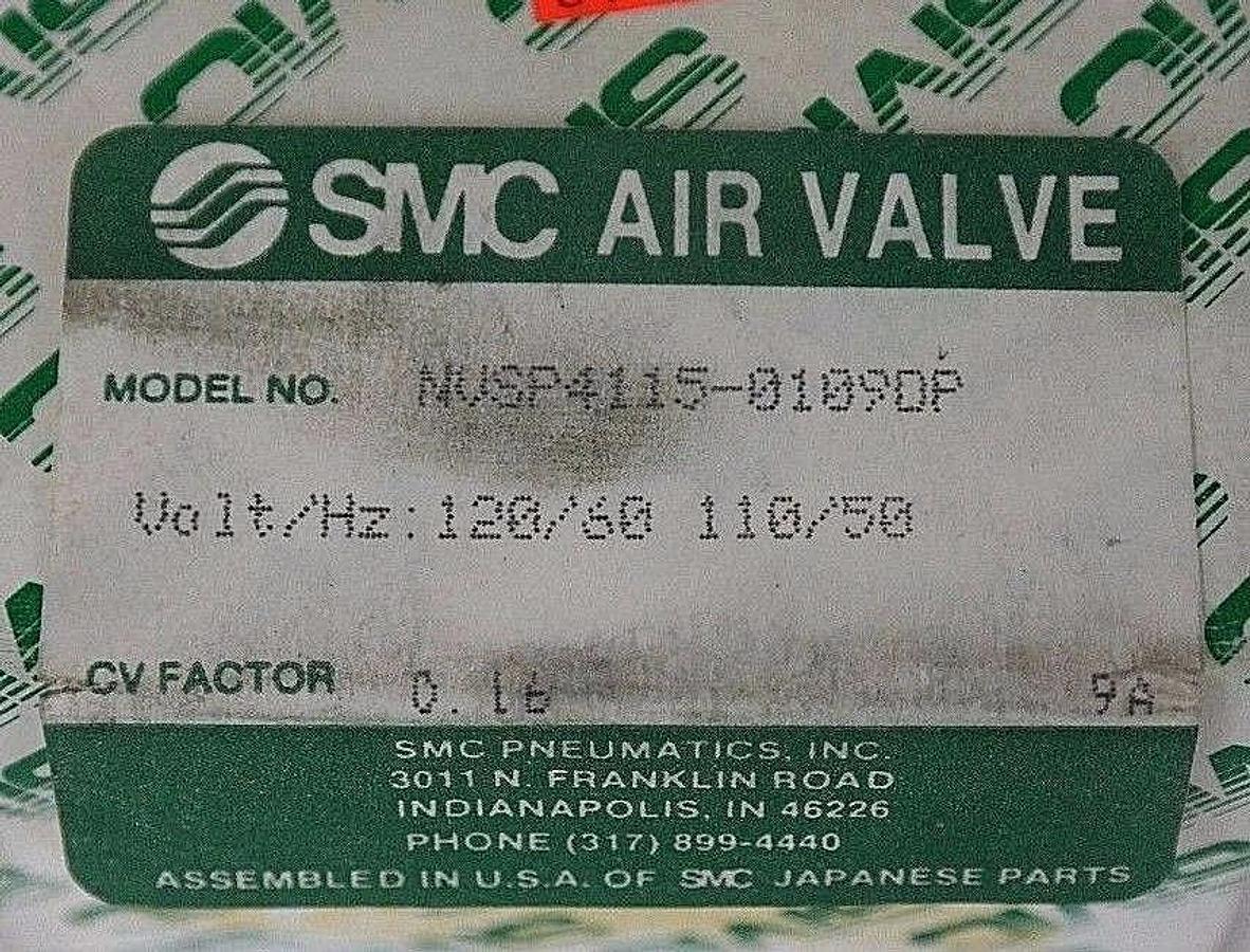 Used NIB SMC NVSP4115-0109DP AIR VALVE 110/120V, 50/60HZ NVSP41150109DP